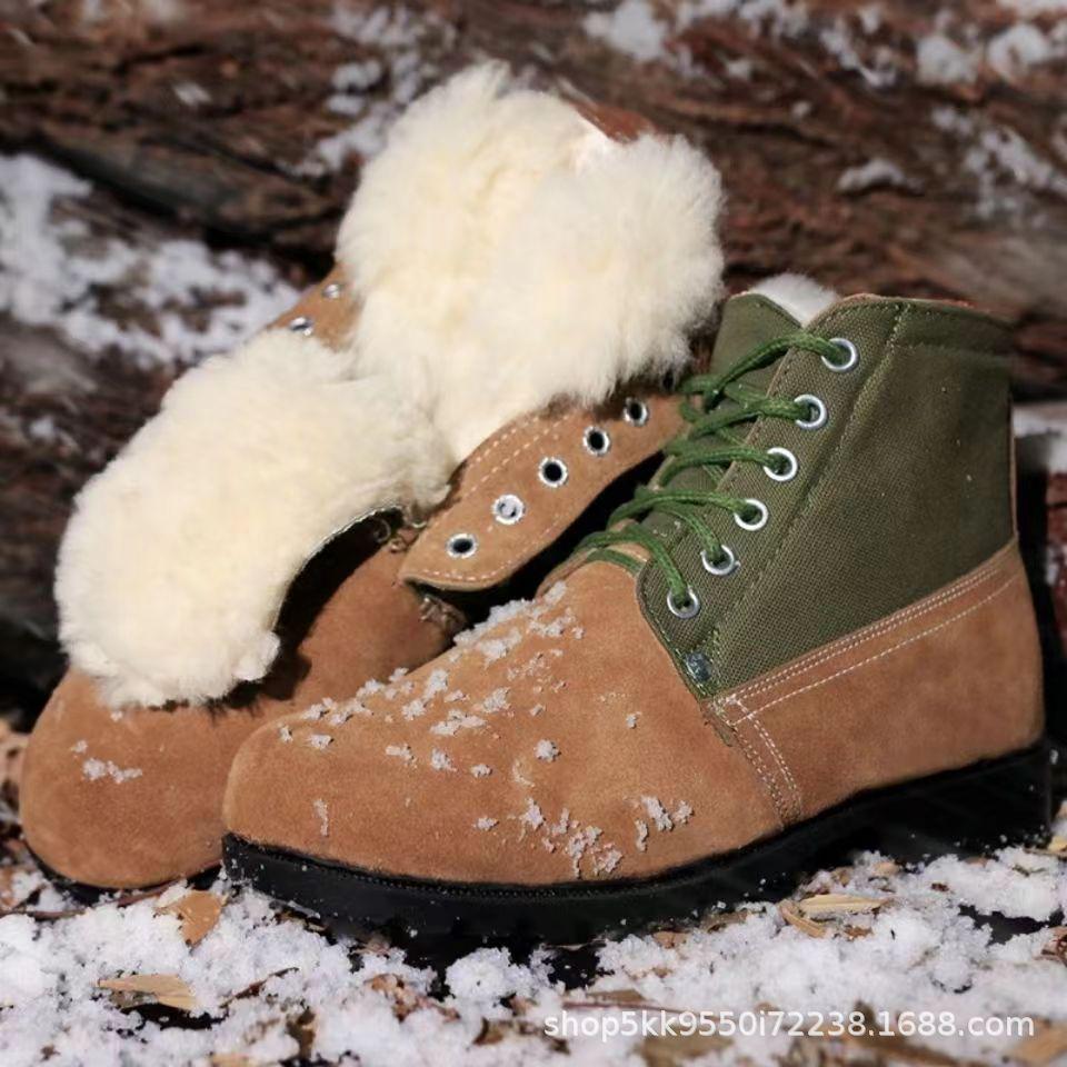 

Утолщенные зимние ботинки Northeast из кожи и шерсти — теплая обувь для работы и отдыха на снегу с толстой подошвой 44