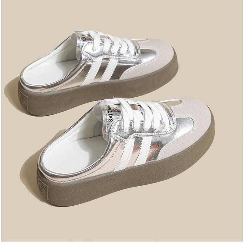 Women Thick Sole Closed Toe Slip On Casual Platform Half Slippers