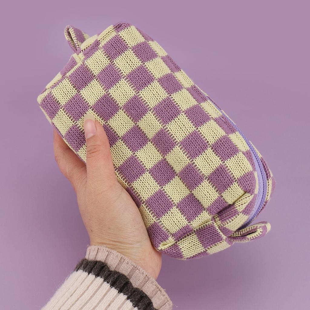 checkerboard Stylish pencil case, desktop stationery storage bag, Minimalist portable cpencil bag Creative gifts for friends