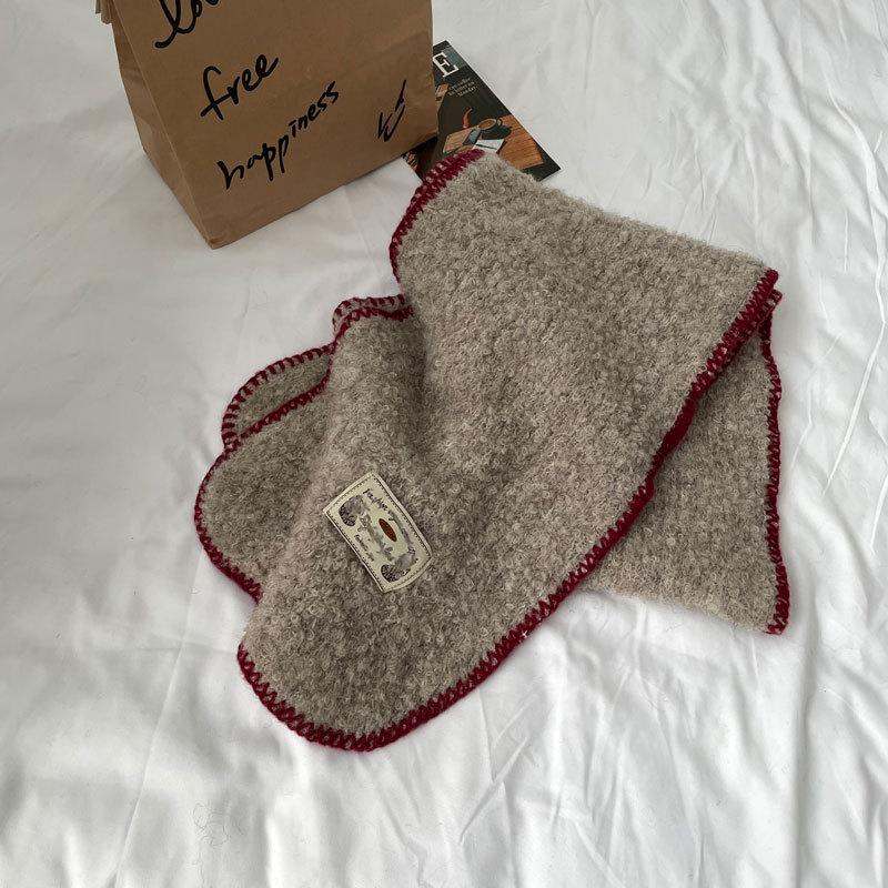 

Aesthetic Green Knit Wool Scarf Women Autumn Winter Warm Neck Warmer Fashionable