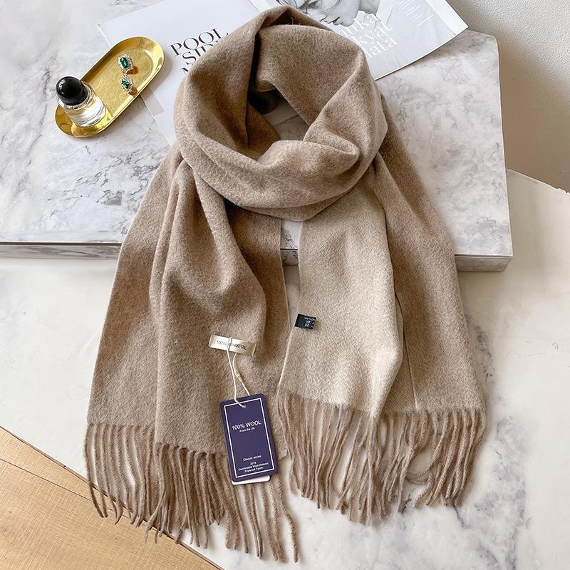 Cashmere scarf men's and women's winter double-sided high-end water ripple shawl high-end gift
