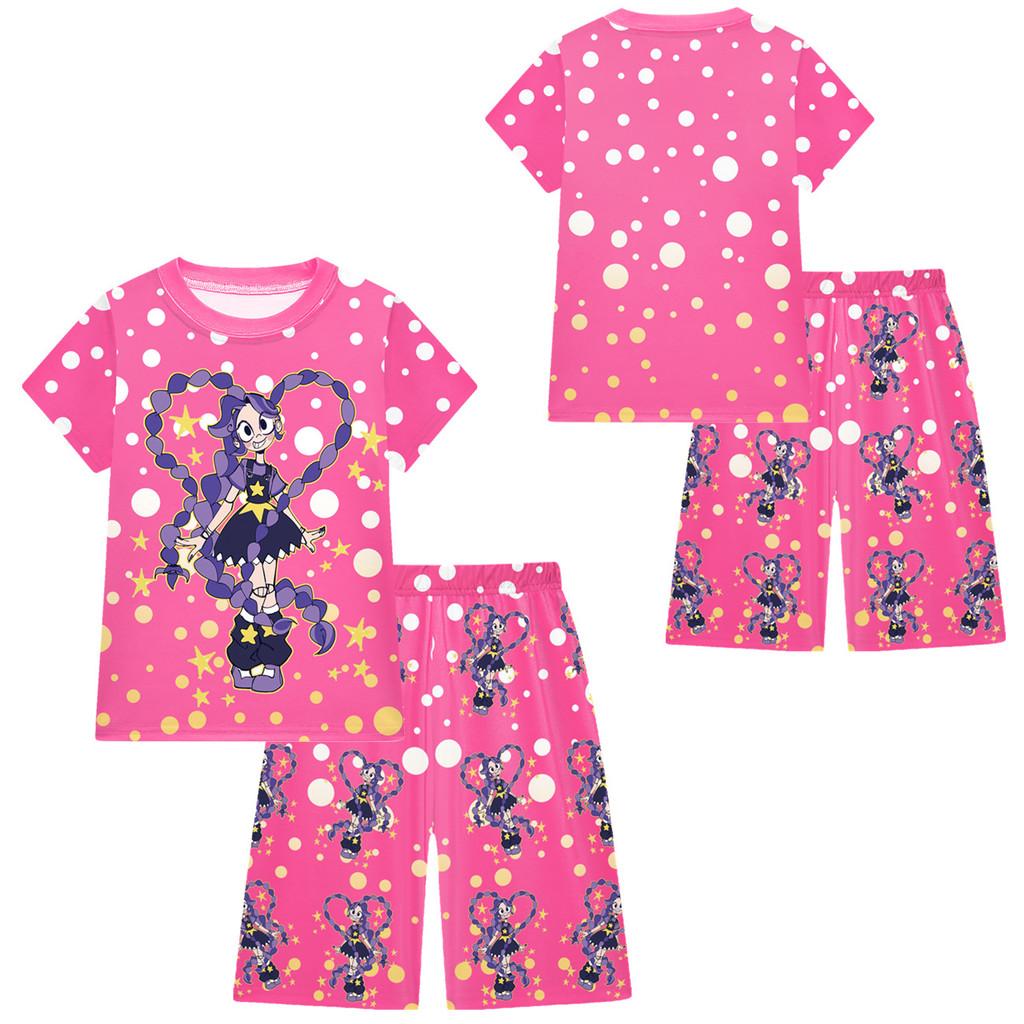 19770 Kids Girls Lily Lovebraids Printed Casual Short Sleeves T-Shirt Pants Shorts Clothes Sets