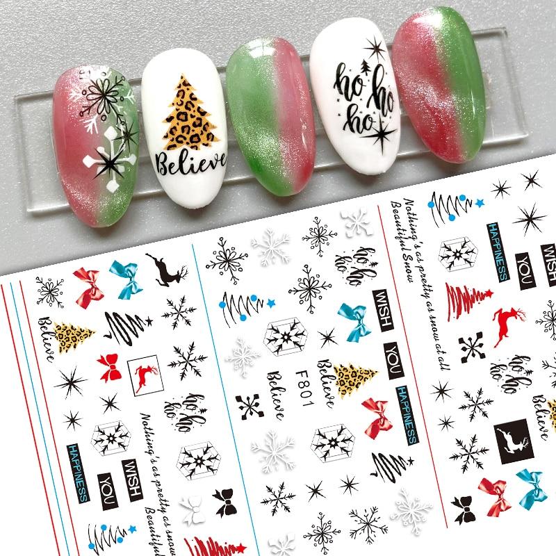 1 Sheet 3D Christmas Nail Sticker Foil for Nails Art Decoration Elk Snowflakes Nail Decals Manicure Supplies