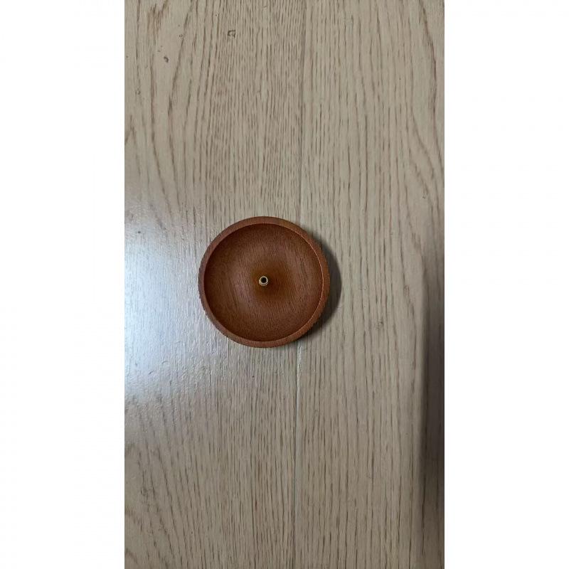 Antique Walnut Round Incense Holder: Traditional Tea Ceremony and Home Office Ornament. 1 Incense Holder