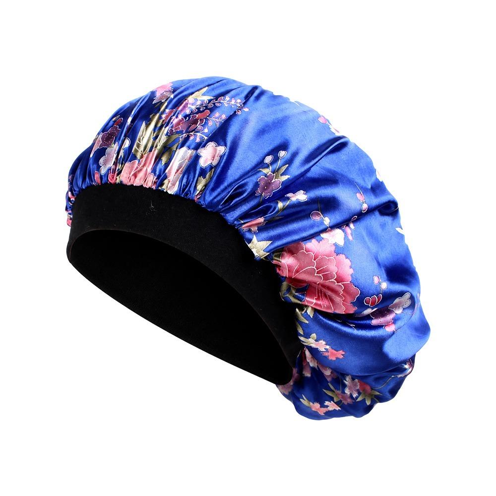 Elastic Wide Band Satin Sleep Bonnet Hair Loss Cover Bath Hair Cap Night Cap  Hair Wrap Accessories