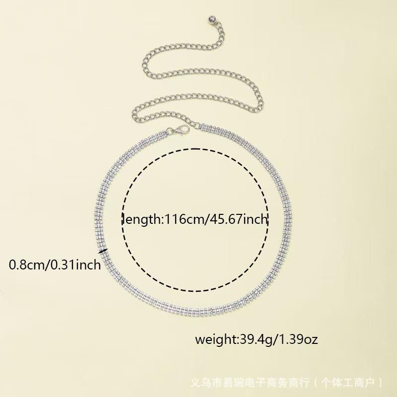 Rhinestone Decor Chain Belt Waist Chain Women Fashion Belt Hip High Waist Gold Silver Metal Chain Pendant Belt Body Jewelry
