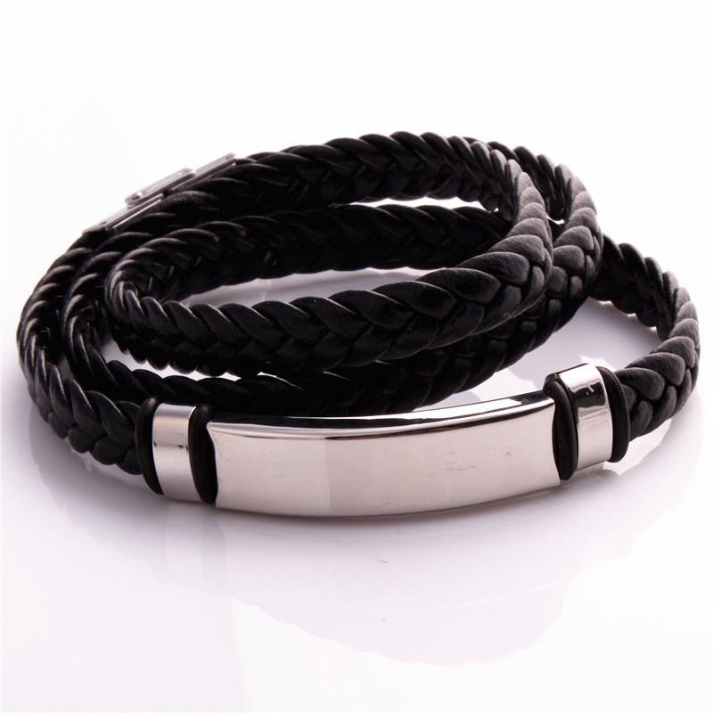 Trendy Retro Long Multi-layer Leather Braided Bracelet Fashion Charm Man Bracelet Hip Hop Punk Jewelry Accessories Party Gift