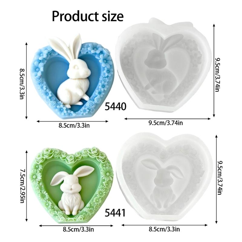 Heart Rabbit Silicone Molds for Candle Soap Chocolate Cake Decoration Multipurpose Silicone Candle Mould for Epoxy Resin