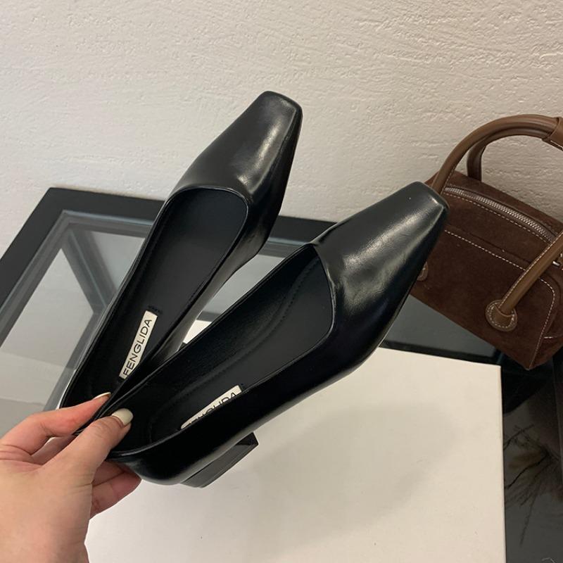 2025 New Fashion High Heels Women Square Toe Pumps Elegant Low Heel Footwear Shallow Comfort Office Women Shoes Tacones