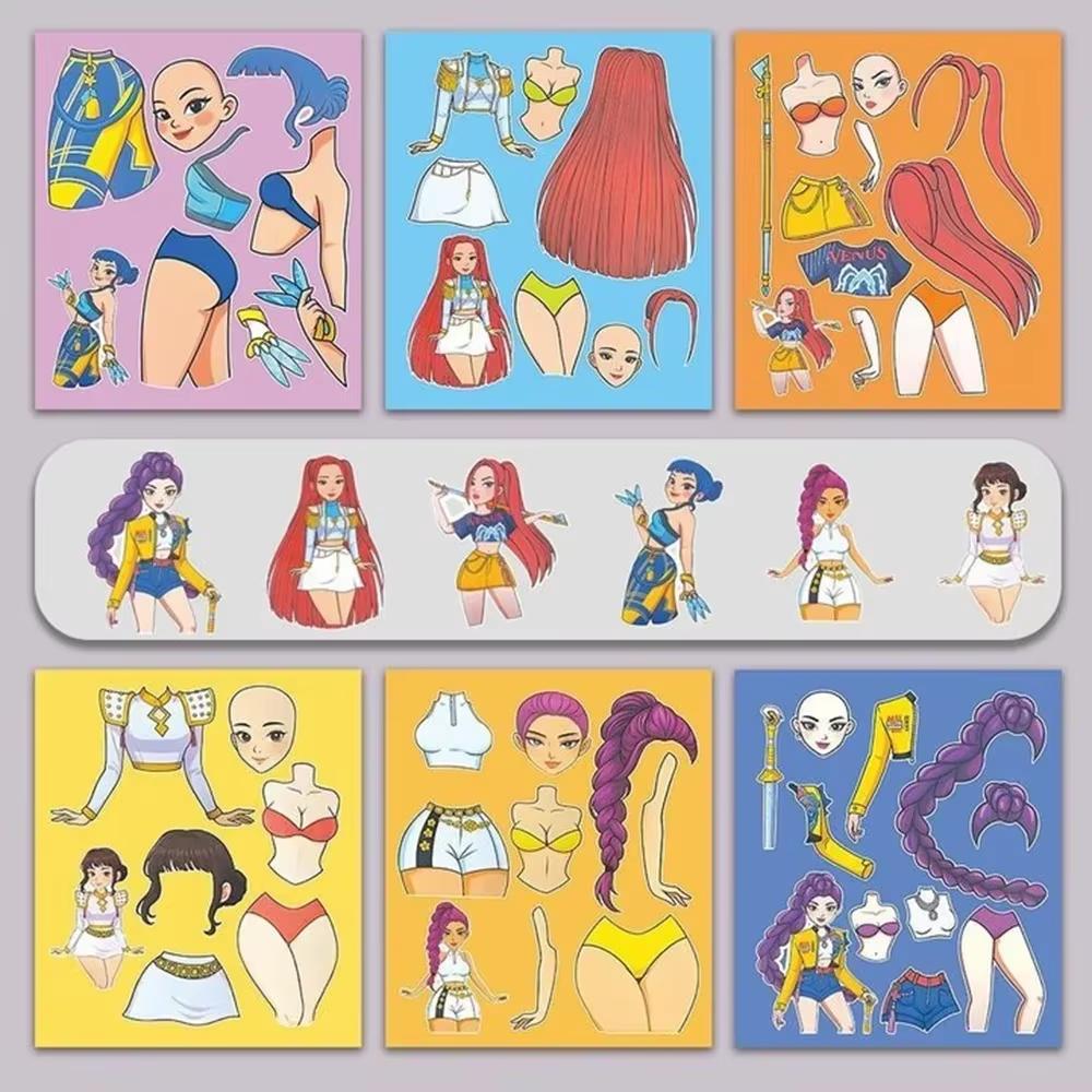 6 Sheets Funny Kpop Demon Hunters Cartoon Puzzle Sticker DIY Phone Laptop Luggage Graffiti Decals Fun for Kid Gift
