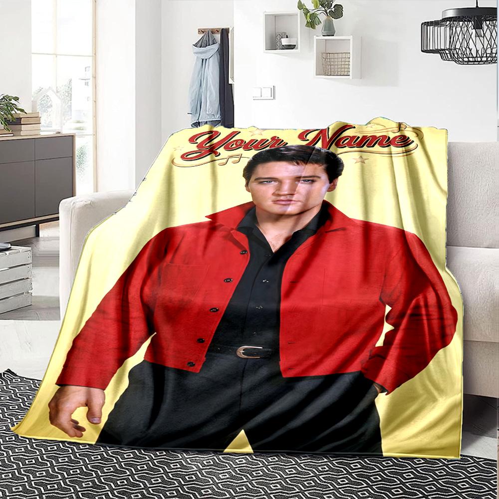 Elvis Presley Personalized Name Blanket Throw Customizable Blanket Durable Comfort Versatile for Office Office Chair Picnics Nap Four Seasons Universa