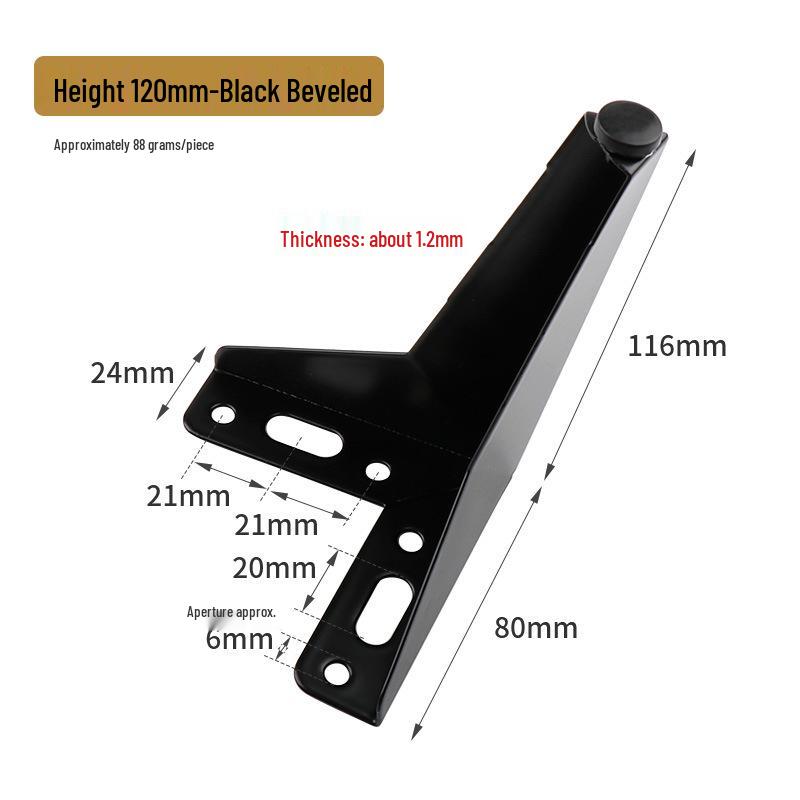 Kinnart Luxurious Right-Angle Metal Furniture Legs - Three-Pronged Bedside, Cabinet, Coffee Table Support