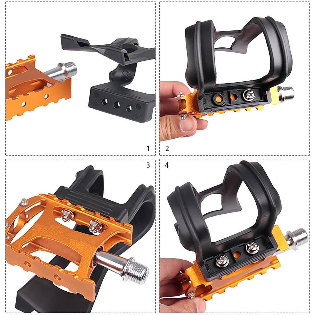 Mountain Bike Cycling Pedals Toe Clip Road Bike Pedal Half Clips Bicycles Strapless Toe Pedal Clips Cage Easy To Install