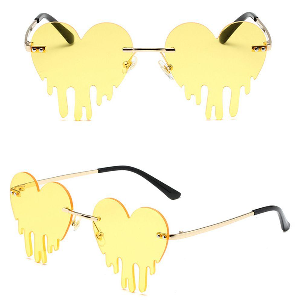 Colorful Ocean Creative Unique Luxury Heart Women Sun Glasses Rimless Sunglasses Tear Shape
