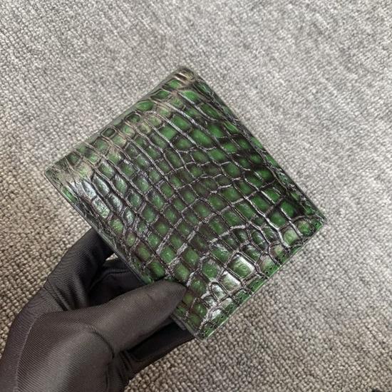Men's Horizontal Crocodile Leather Wallet - Siamese Belly Pattern