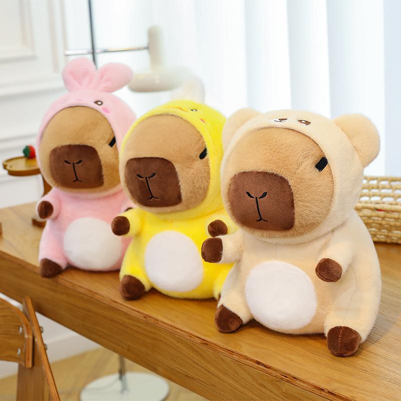 New I Pink Rabbit Transformed Into Capybara Doll Little Yellow Duck Capybara Bear Doll Children Comfort Plush Play