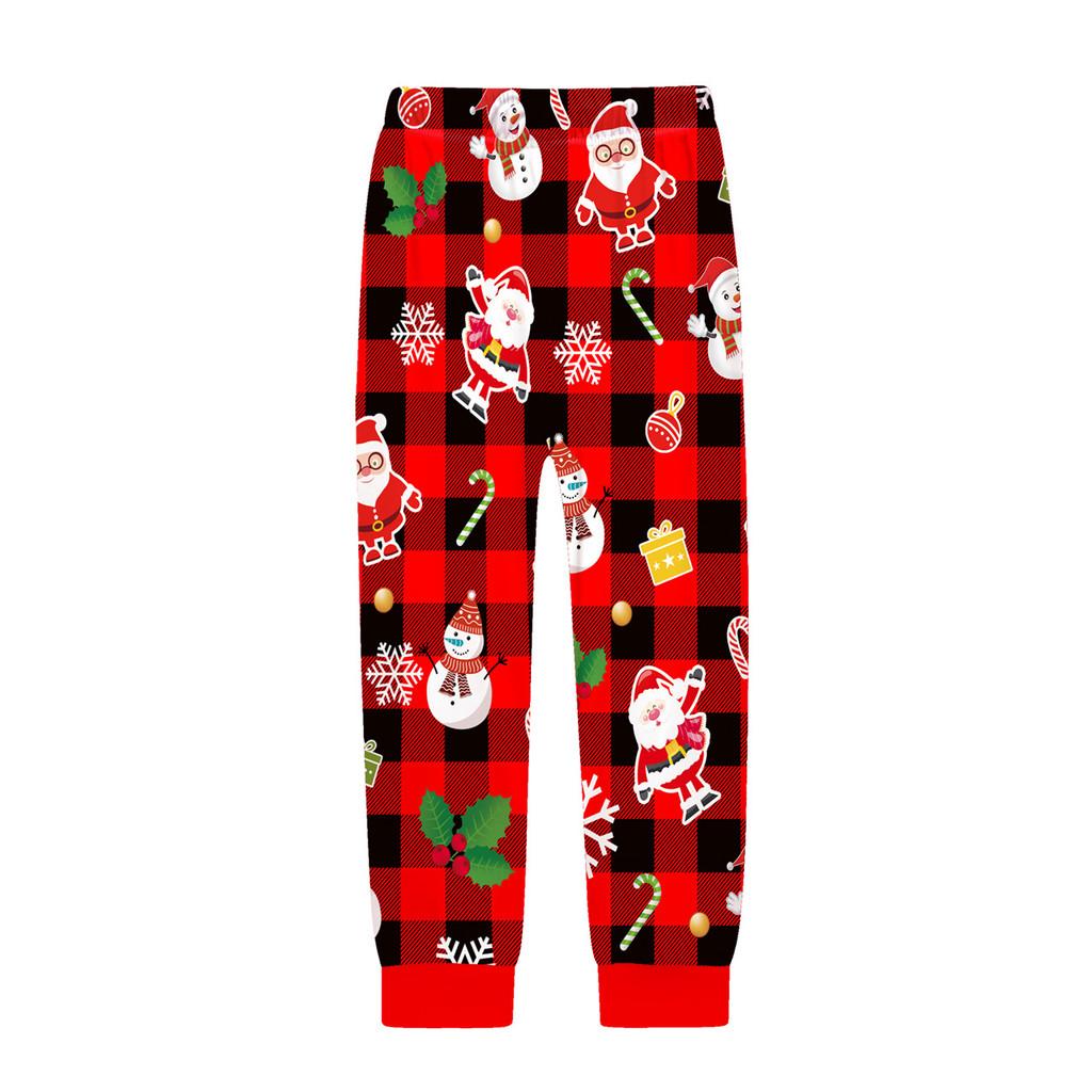 Kids Boys Girls Cartoon Santa Claus Christmas Tree Elk Print Long Sleeves T-Shirt Top Pants Trousers Clothes Set