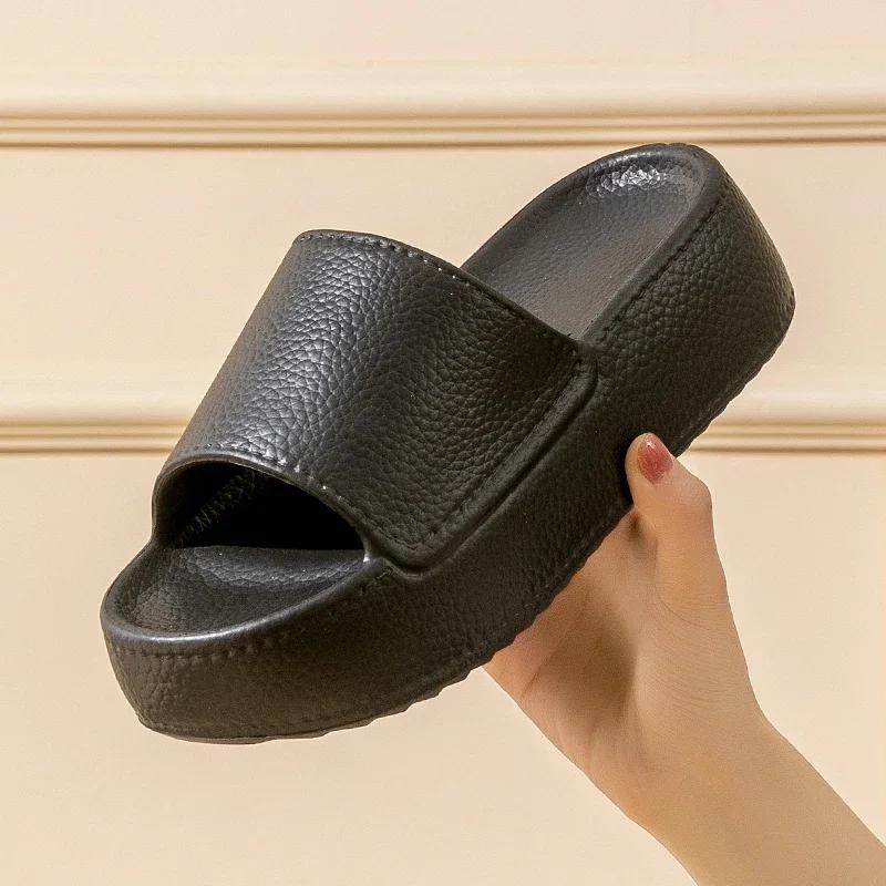 Fashion Summer Thick Platform Women Slippers Indoor Home Casual High Heel Flip Flops Outdoor Wear Ladies Fashion Slides Shoes