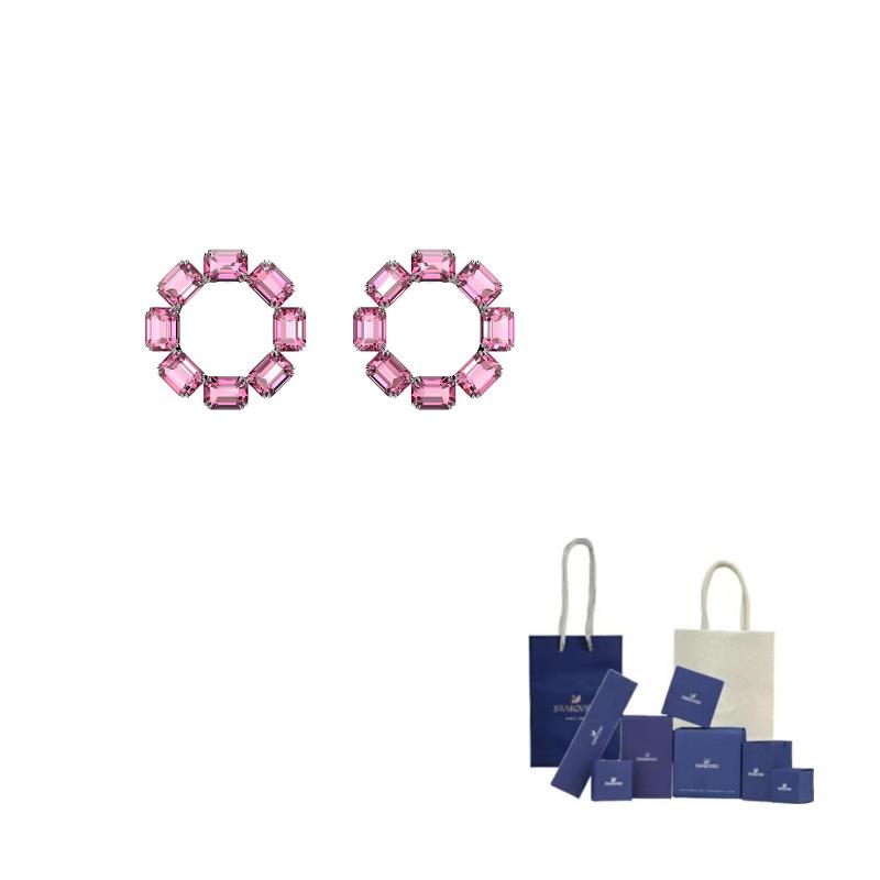 Swarovski Millenia Earrings Womens Pink F-Branded gift bag