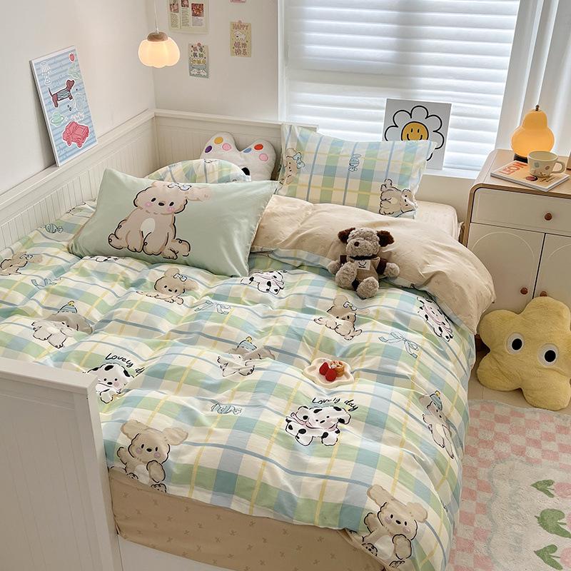 Printed Cotton Dormitory Three-piece Set, Bedding Quilt Cover, Bed Sheet Four-piece Set