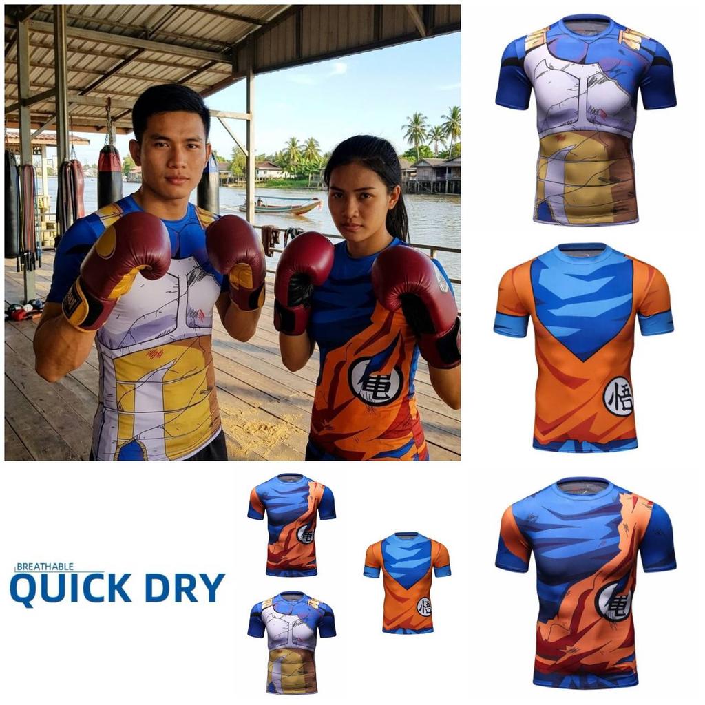 Vegeta Goku Super Saiya T-Shirt Short Long Sleeve Round Neck Muay Thai Kick Boxing Mix Martial Art Sport Print Training UV Protect Quick Dry Unisex