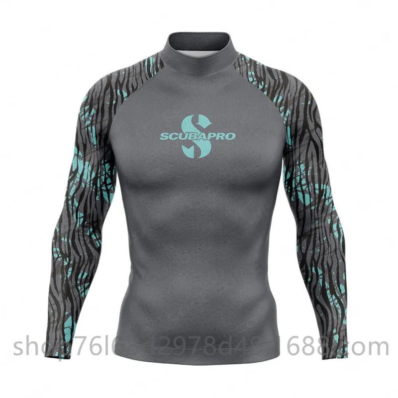Mens UV Protection Rash Guard Long Sleeve Swim Shirt Snorkeling Diving Surfing Water Sports Quick Dry