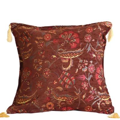 Turkish Design Chenille Cushion Cover Ottoman Flower -