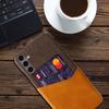 For Samsung Galaxy S24 FE Case Cloth Texture PU Leather Hard PC Card Slot Phone Cover