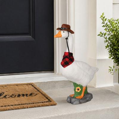 12.8 Inch Porch Goose Statue Large Resin Realistic Cement Finished