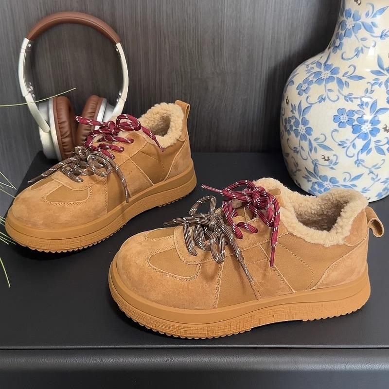 Fashion trend versatile velvet thickened warm casual shoes women's 2025 autumn and winter campus new non-slip comfortable cotton shoes