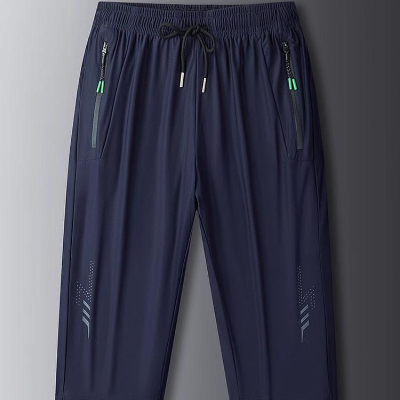 Letnie spodnie do joggingu Męskie spodnie casualowe Ice Silk Cienkie Jednolity kolor Spodnie skrócone Moda Hip Hop Street Spodnie dresowe Luźne spodnie