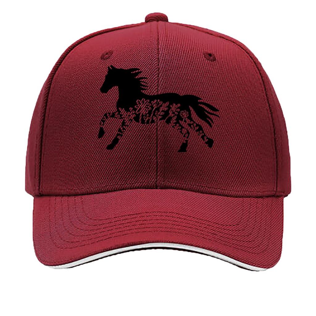 One Top Unisexs and Womens Same Style Small Flower Horse Animal Print Spring and Summer Sunshade Net Sandwich Baseball Cap