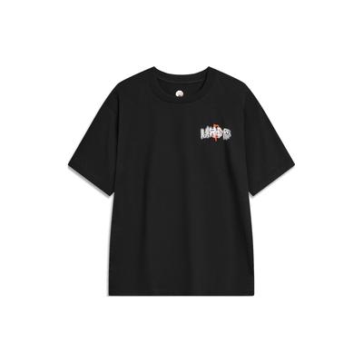 Li Ning Badfive Seven Cities Collaboration Round Neck Printed T-Shirt Men Tops Black AHST769-3