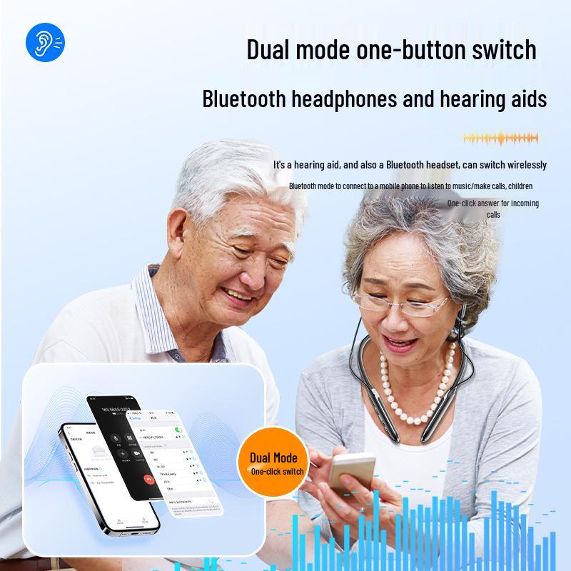 Q80 High-End Neckband BTE Hearing Aid for Elderly & Youth, Large Battery, Anti-Loss, Bluetooth Noise Reduction