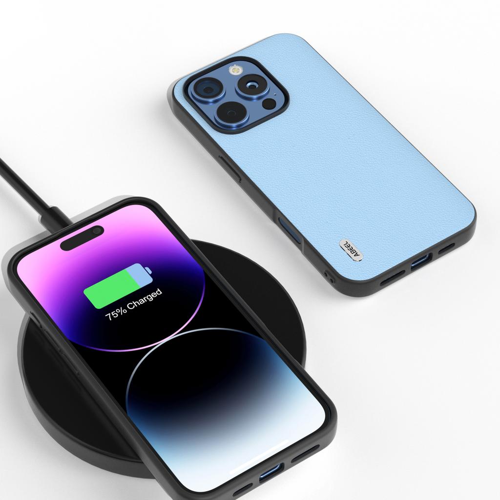 ABEEL For iPhone 16 Pro Max Case Anti-Scratch Genuine Cow Leather Back Phone Cover