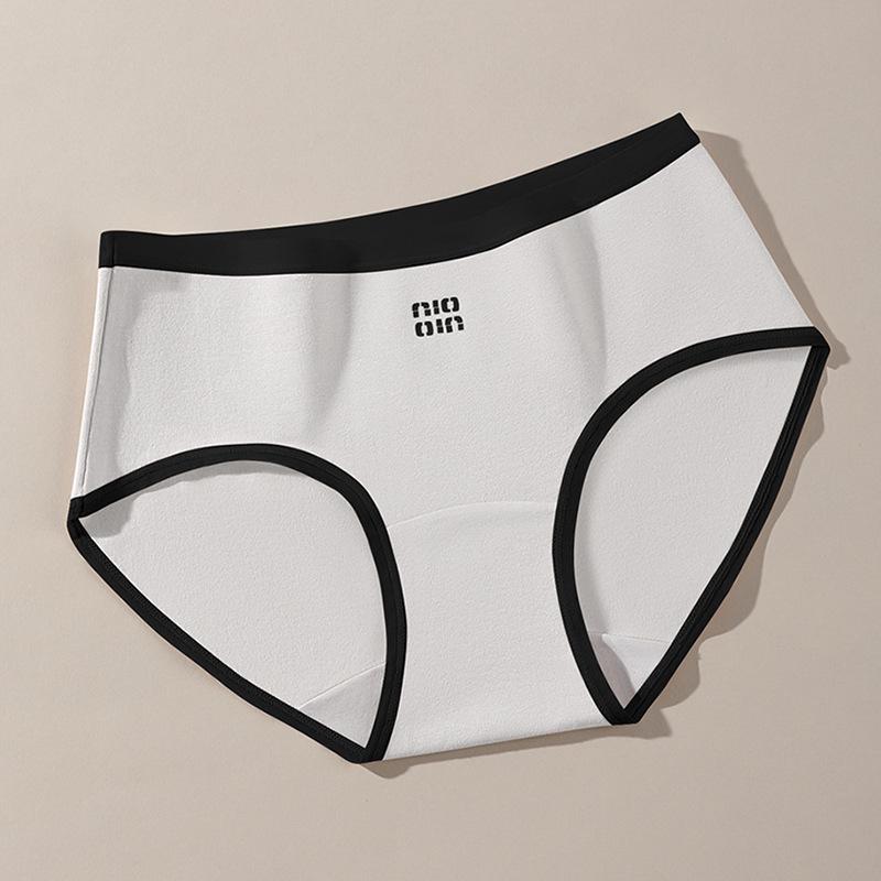 Women's Spring and Autumn Cotton 10A Antibacterial Extended Inner Range Middle Waist Triangle Briefs