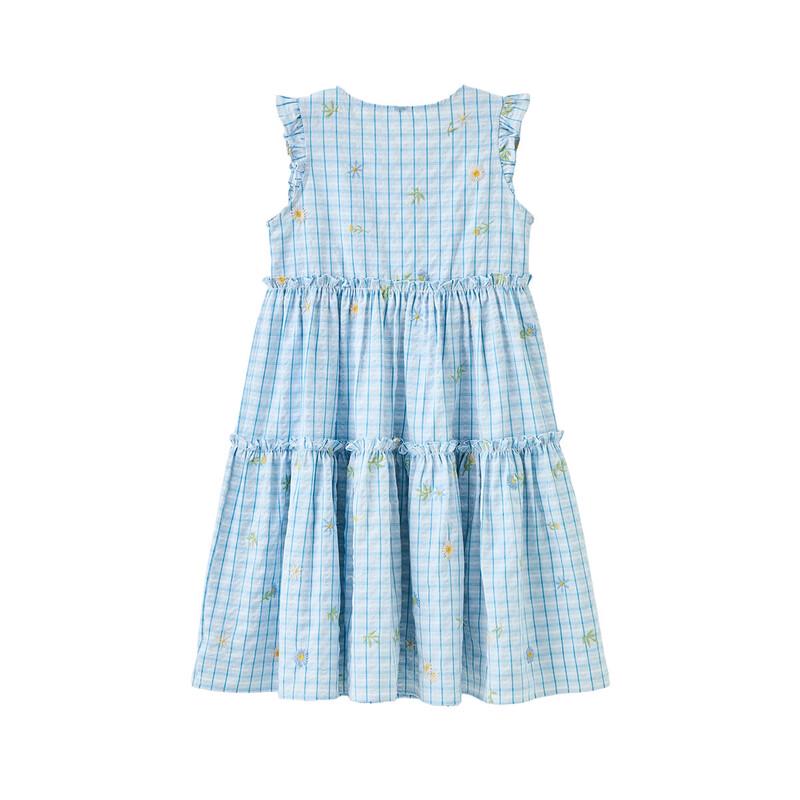 ASK JUNIOR Girls' 2026 Summer Plaid Sleeveless Princess Dress