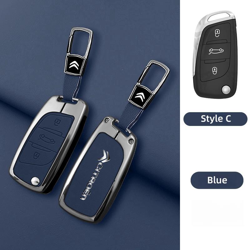 YKFEA1 Zinc Alloy Leather Car Key Case Cover For Citroen C1 C2 C3 C4 C5 C6 C4L Berlingo Picasso Jumpy Nemo Aircross Sega C5 X VTS C3 XR