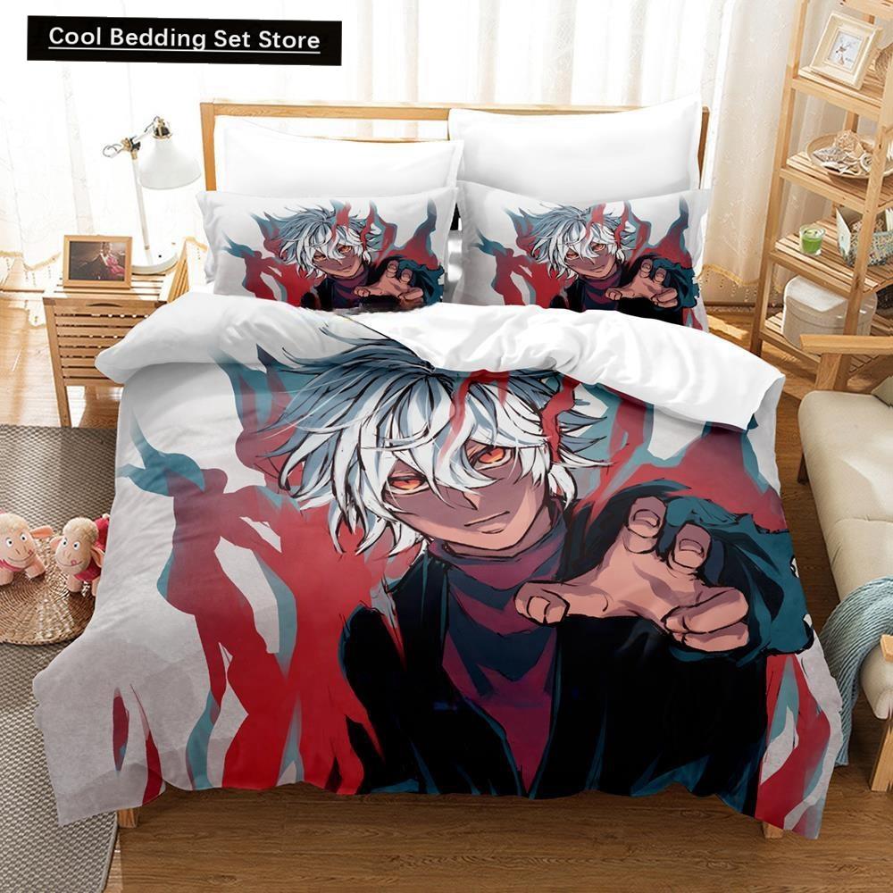 Fashion Anime Hell's Paradise: Jigokuraku Bedding Set Cartoon Three-piece Set Adult Kid Bedroom Duvet Cover Sets Home Textiles