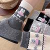 Cute Plush Little Rabbit Wool Socks for Children, Mid-length Socks, Thick and Warm for Autumn and Winter, Cartoon-style Wool Long Socks