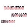 Love Curve Colored Diamond French Wearing Nail Short Rectangular Nail Fake Nails Nail Piece Manicure Fake Nails