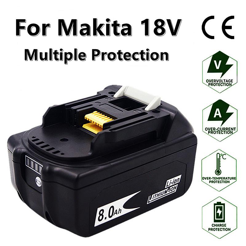 

18 В Makita 8000 мАч литий-ионная аккумуляторная батарея 18 В сменные аккумуляторы для дрели Bl1860 BL1830 BL1850 с зарядным устройством DC18rc 3a