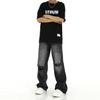 High Street Washed Old Ripped Jeans Men's Summer Trend High Street Retro Loose Straight Casual Pants Straight