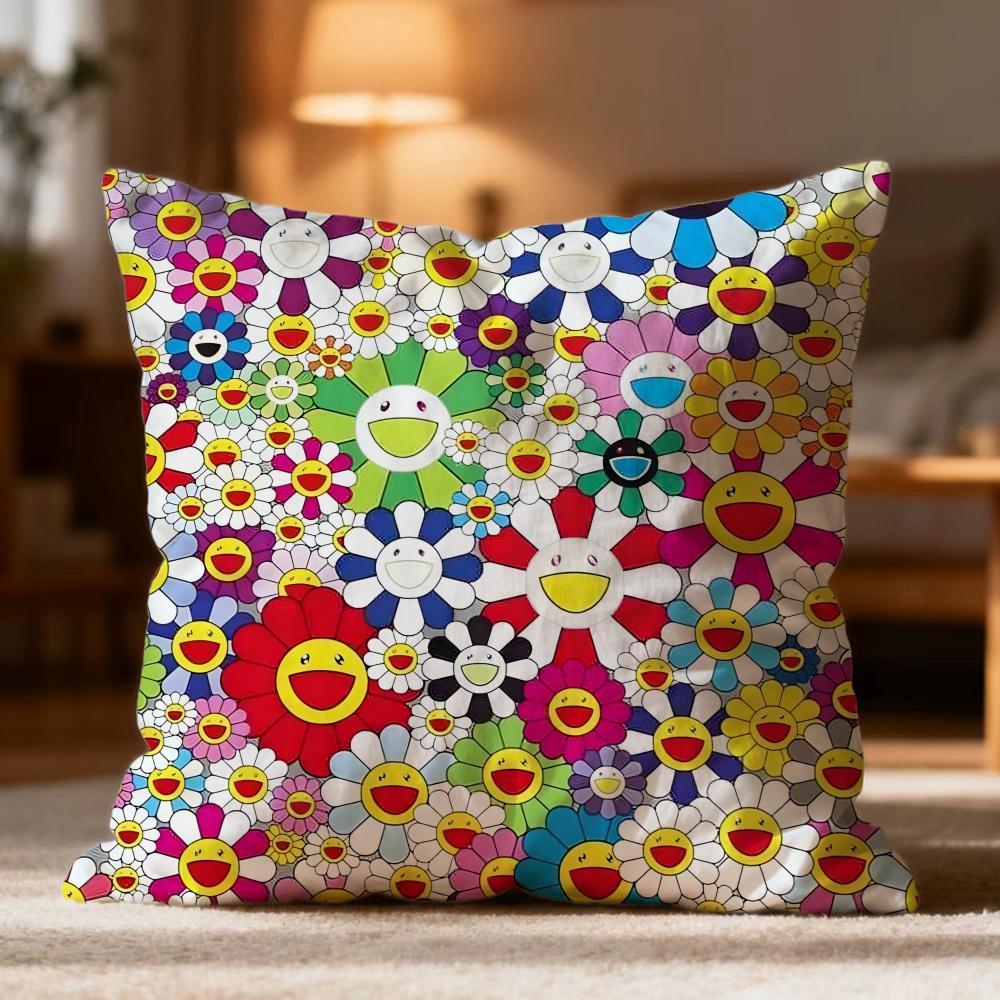 Hot T-Ttakashi Murakamiou Cushion Cover Soft Washable Pillow Case Multi-Scene For Couch Bed Travel Office Use