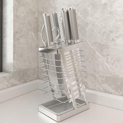 Portacoltelli da Cucina in Acciaio Inossidabile 304 da Banco per Casa Ristorante Bar Chef Santoku Coltello da Macellaio Scaffale Portaoggetti Supporto per Coltelli Organizer