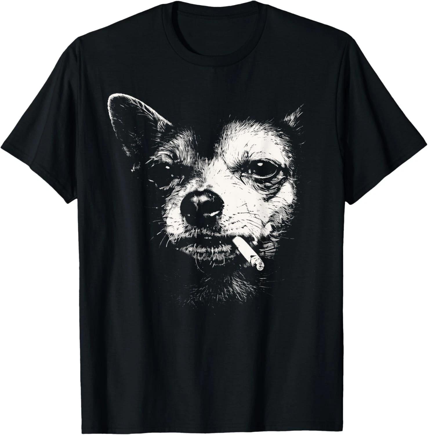 Dog Smoking Cigarette Funny Chihuahua Meme Gift Unisex T-Shirt 3XL