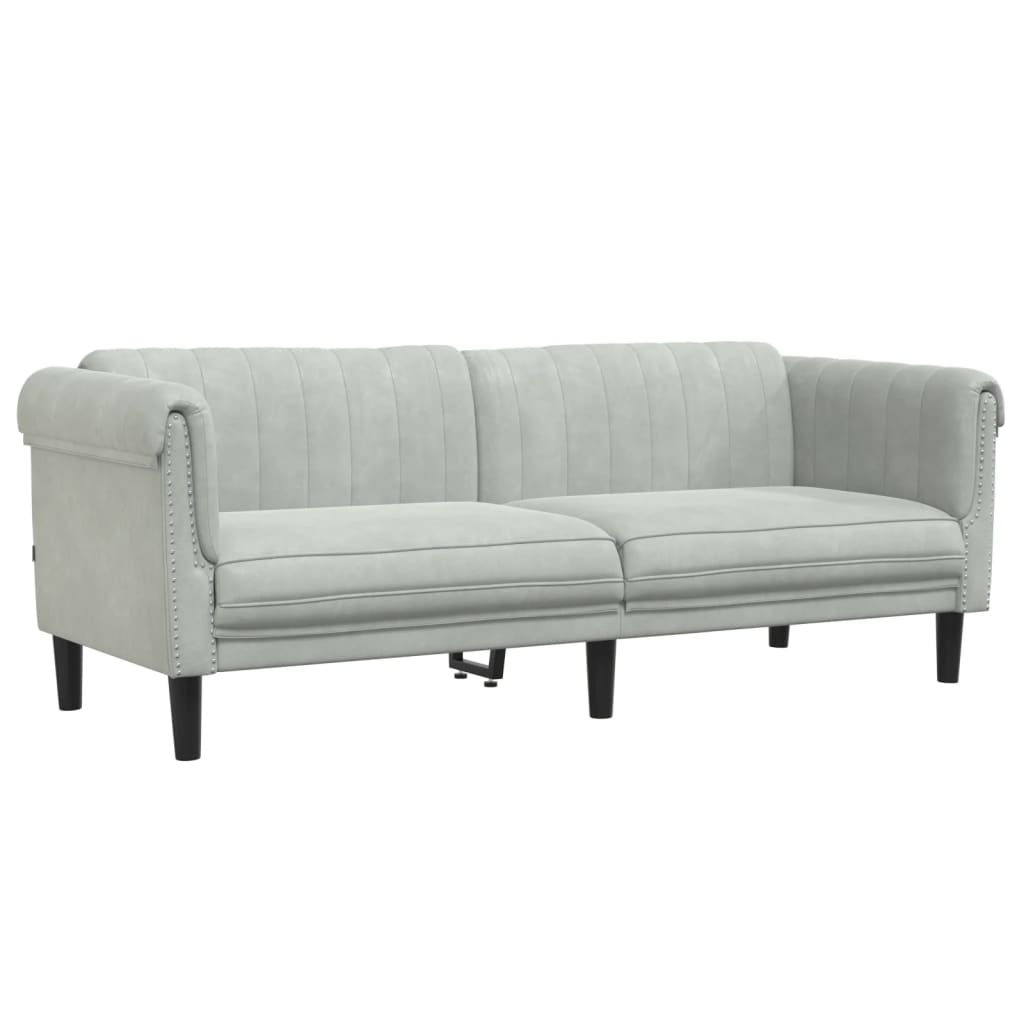 2 Piece Sofa Set Light Grey Velvet