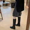 New Autumn and Winter Shoes: Versatile Square-toed Flat Mid-calf Boots