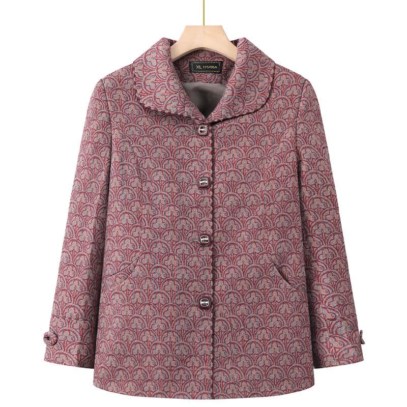 

2026 New Style Spring Lapel Cardigan for Middle-Aged and Elderly Women 5XL (up to 155 jin)