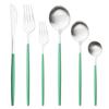 6Pcs/Set Colorful Dinnerware Cutlery Set Matte Knife Dessert Fork Spoons Flatware Silverware Stainless Steel Party Tableware Set